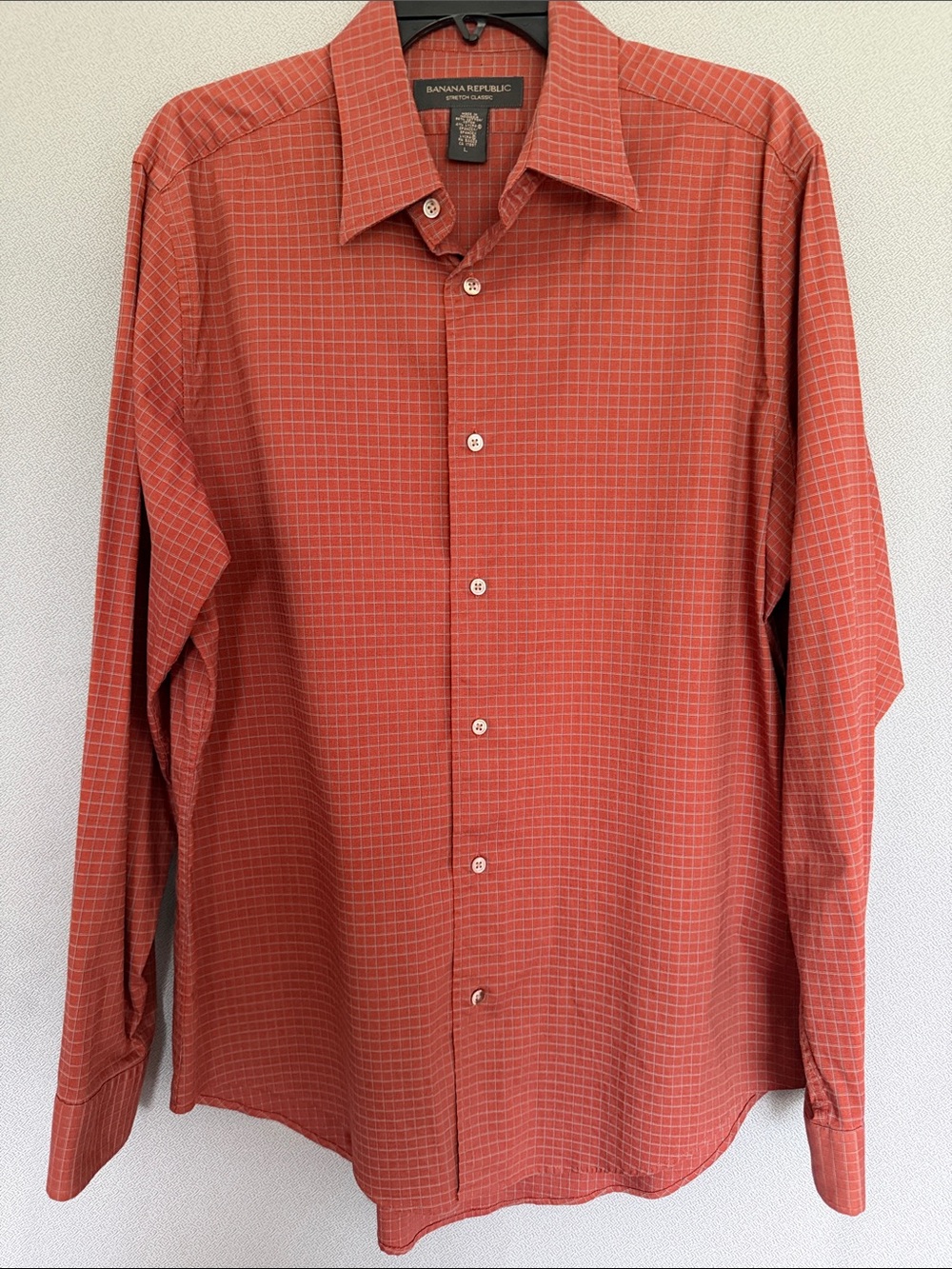 Banana Republic Windowpane Stretch Classic  Button-Up size Large